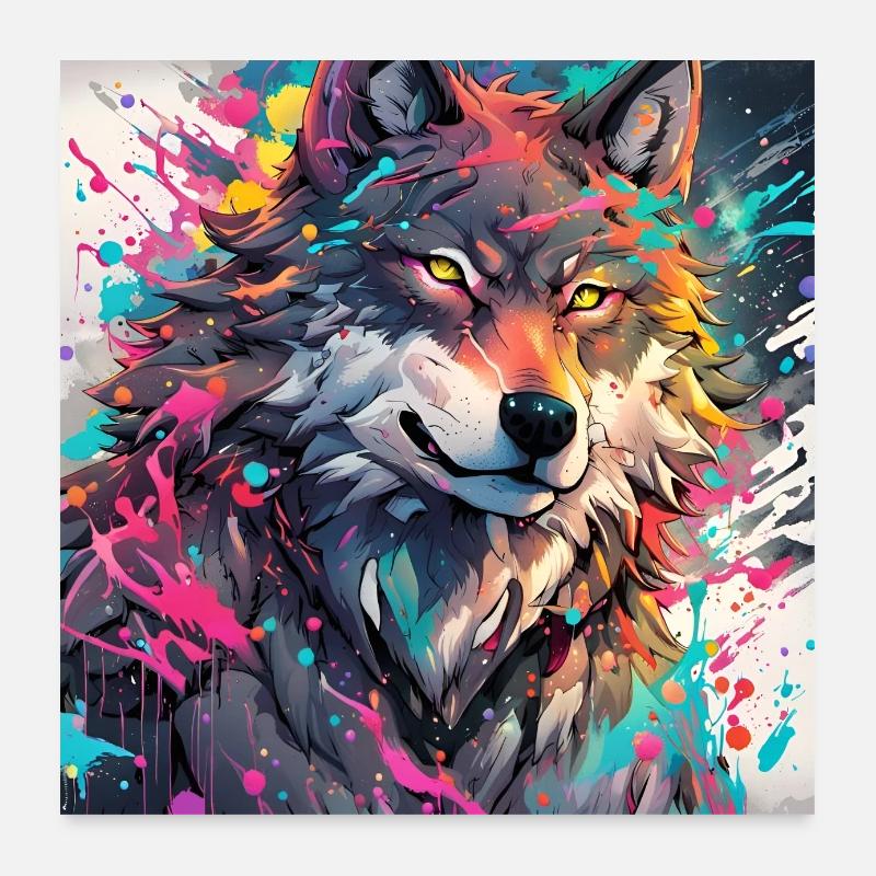 Urbaner Wolf Poster 60x60 cm