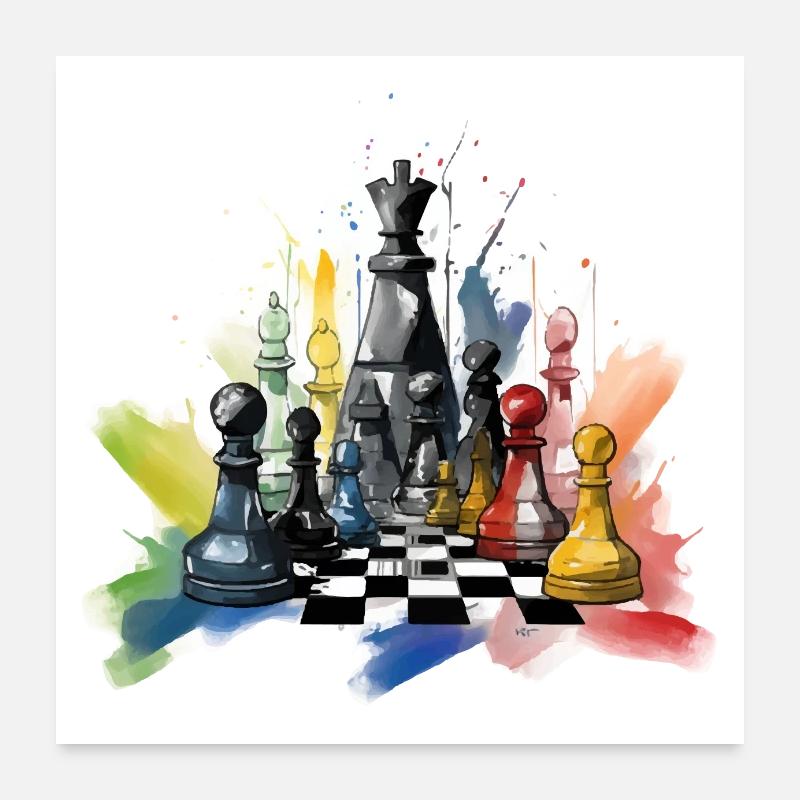 Composition échiquéenne n°4 Poster 60 x 60 cm