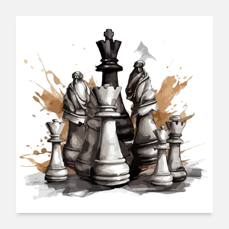 Schachfiguren Poster 60x60 cm