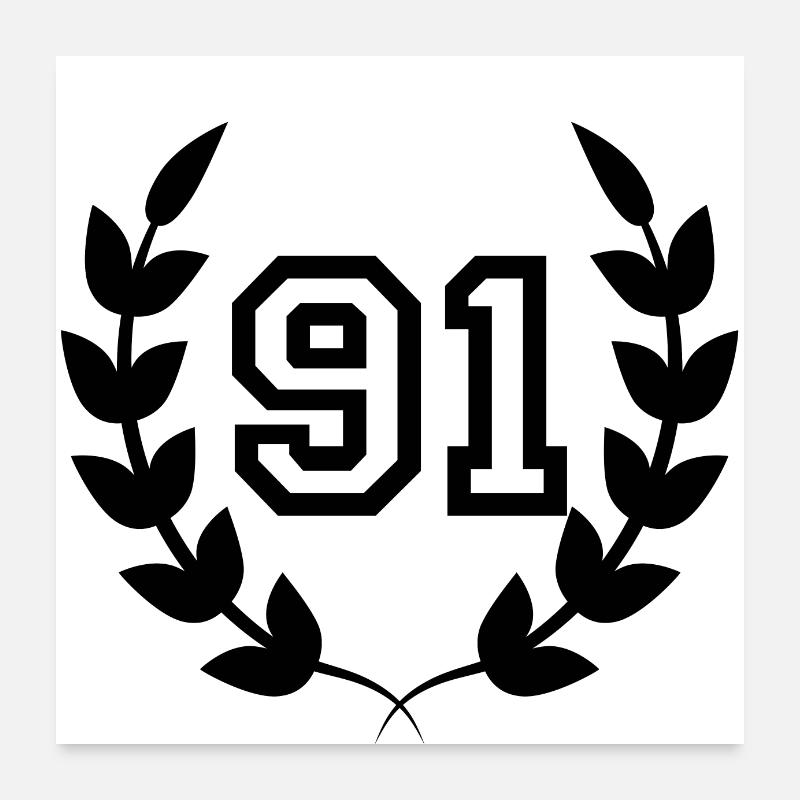 91e anniversaire-idée cadeau 91 ans Poster 60 x 60 cm