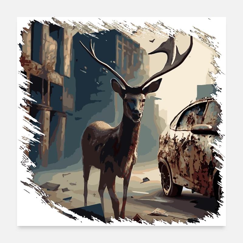 Post Apocalypse Cerf Poster 60 x 60 cm
