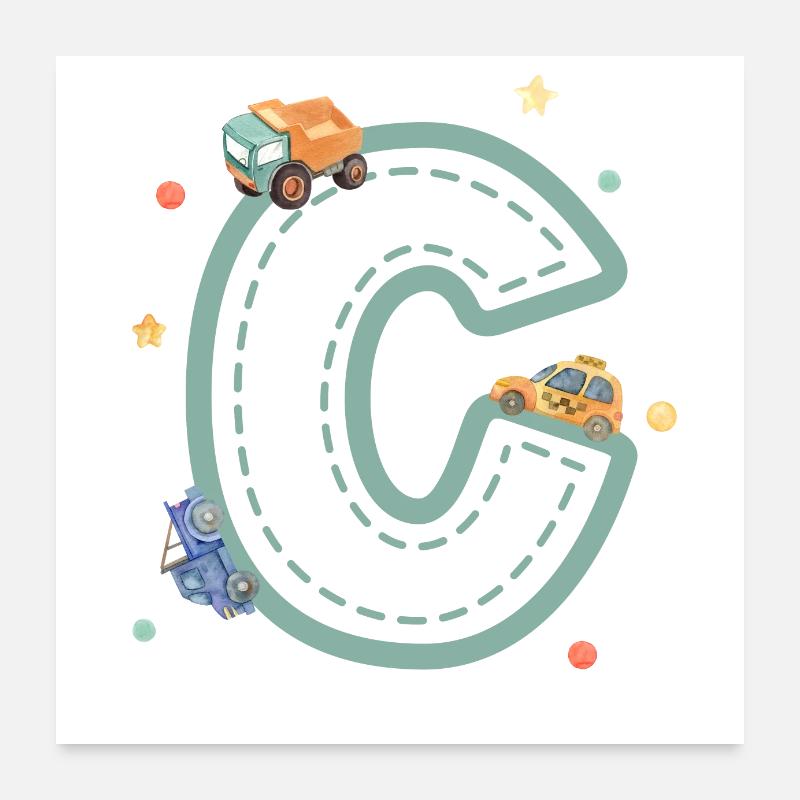 Letter c vehicle - personalized child gift Poster 24" x 24" (60x60 cm)