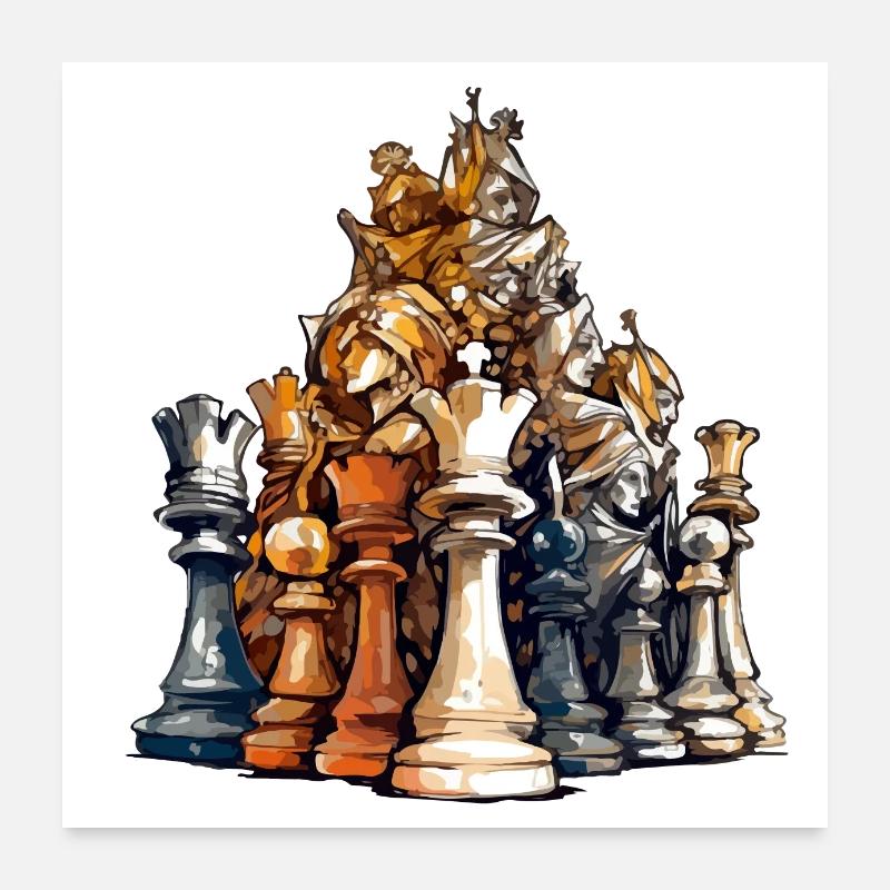 Schachfiguren Nr. 3 Poster 60x60 cm