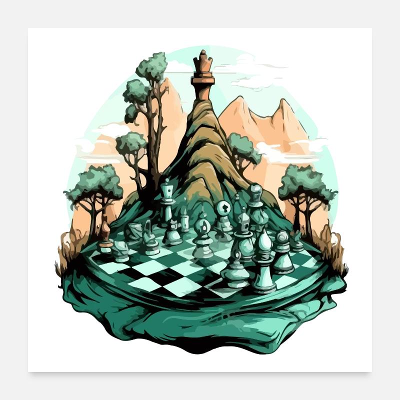 Echecs en montagne n°1 Poster 60 x 60 cm