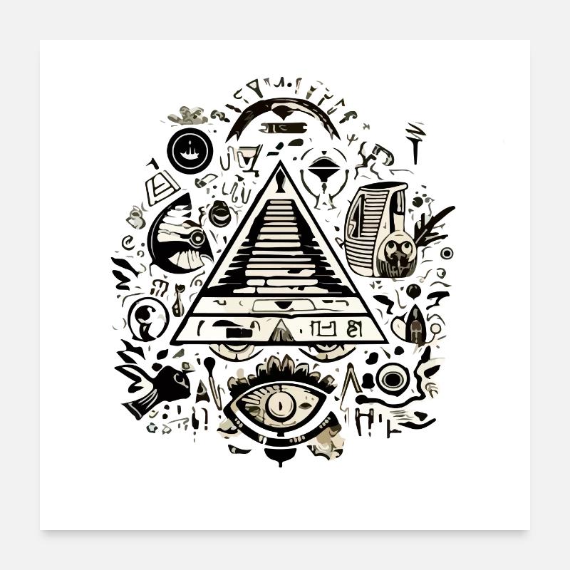Auge und Pyramide - Poster 60x60 cm - Weiß