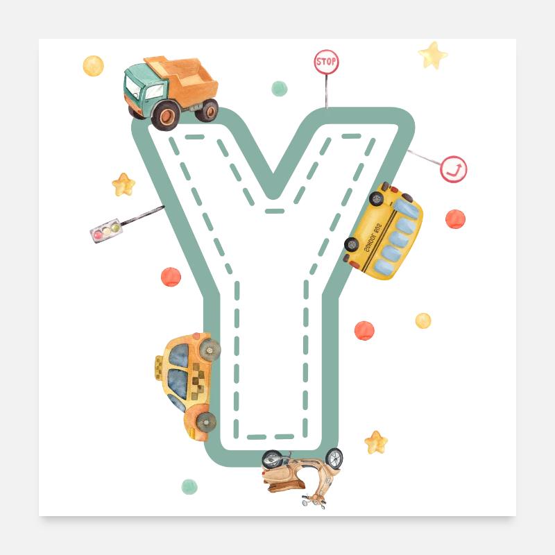 Letter y vehicle - personalized child gift Poster 24" x 24" (60x60 cm)