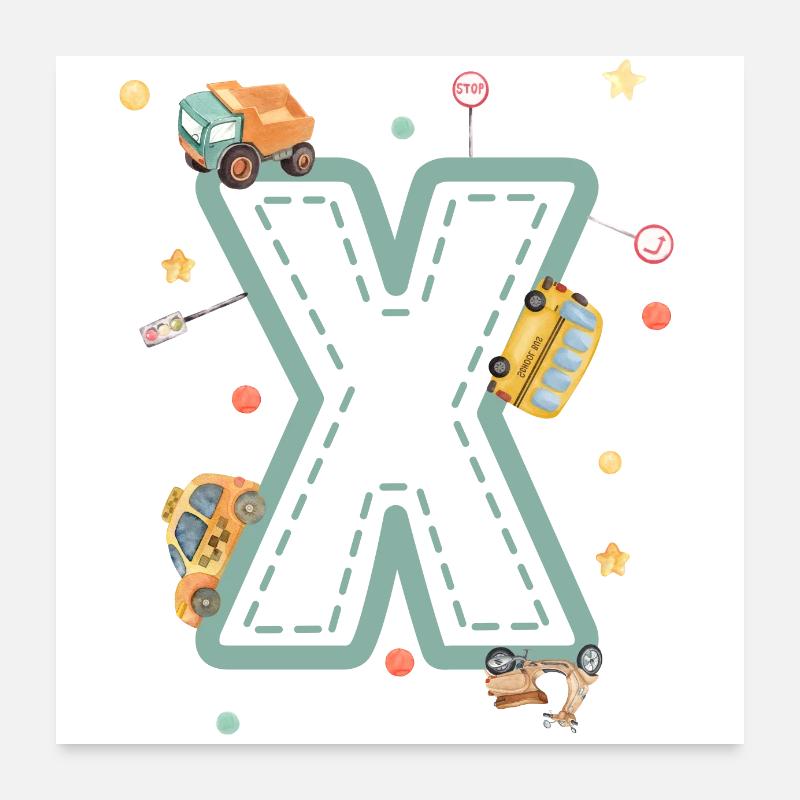 Letter x vehicle - personalized child gift Poster 24" x 24" (60x60 cm)