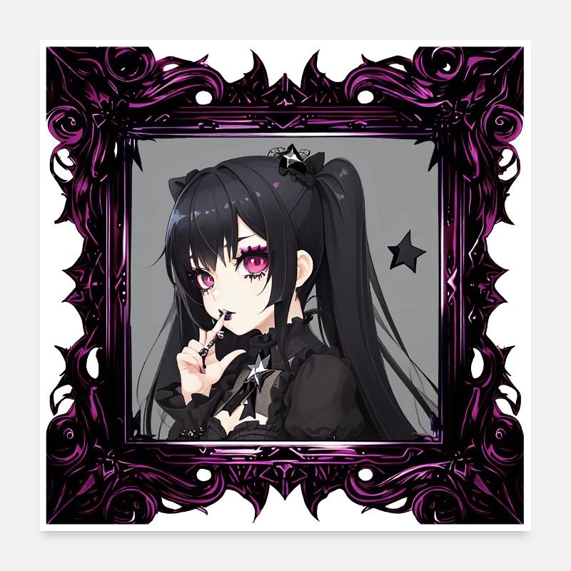 Anime Gothic-Mädchen in einem Rahmen Poster 60x60 cm