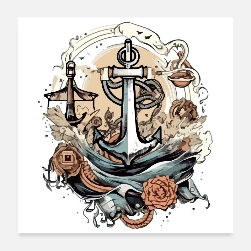 The captain's anchor Poster 24" x 24" (60x60 cm)