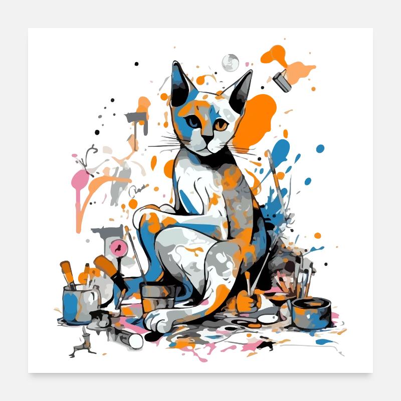 Miko the painter cat Poster 24" x 24" (60x60 cm)