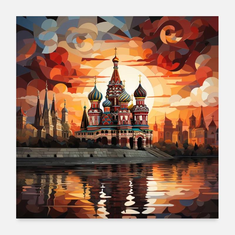 Peintures abstraites du Kremlin à Moscou, Russie - Poster 60 x 60 cm - blanc