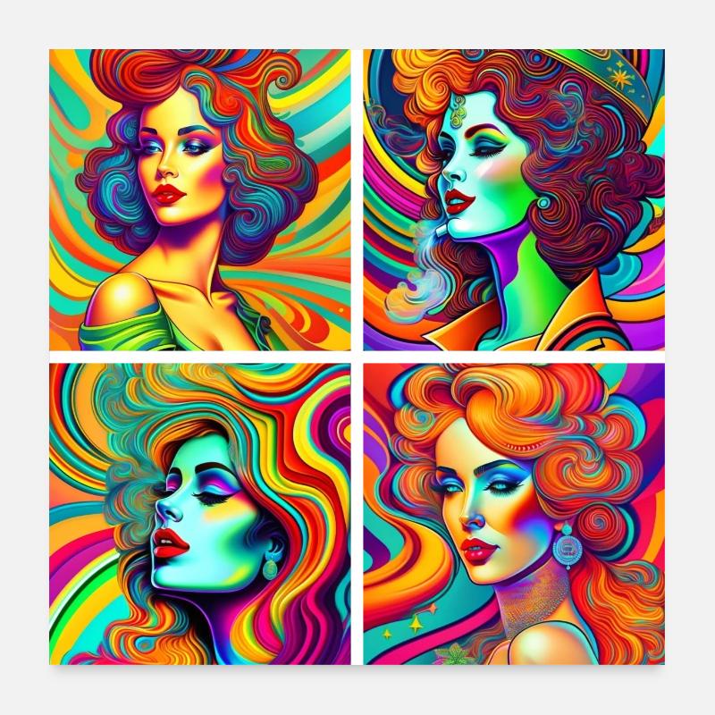psychedelische Léa Poster 60x60 cm