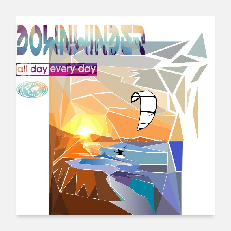 Downwinder Kite Poster 24" x 24" (60x60 cm)