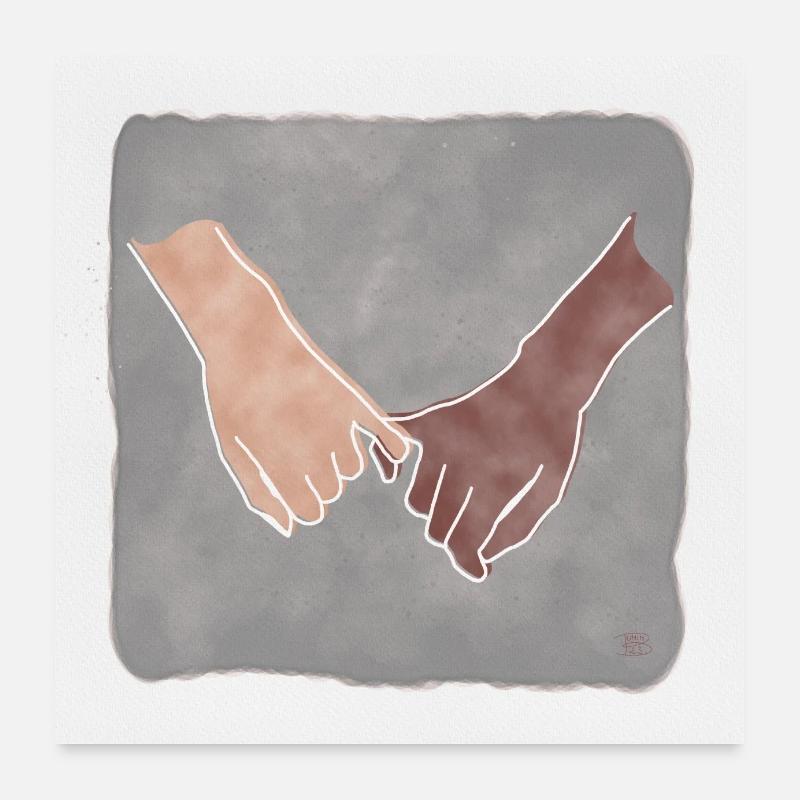 "You and Me", Boho Line Art Design, Serie „Hands“ Poster 60x60 cm