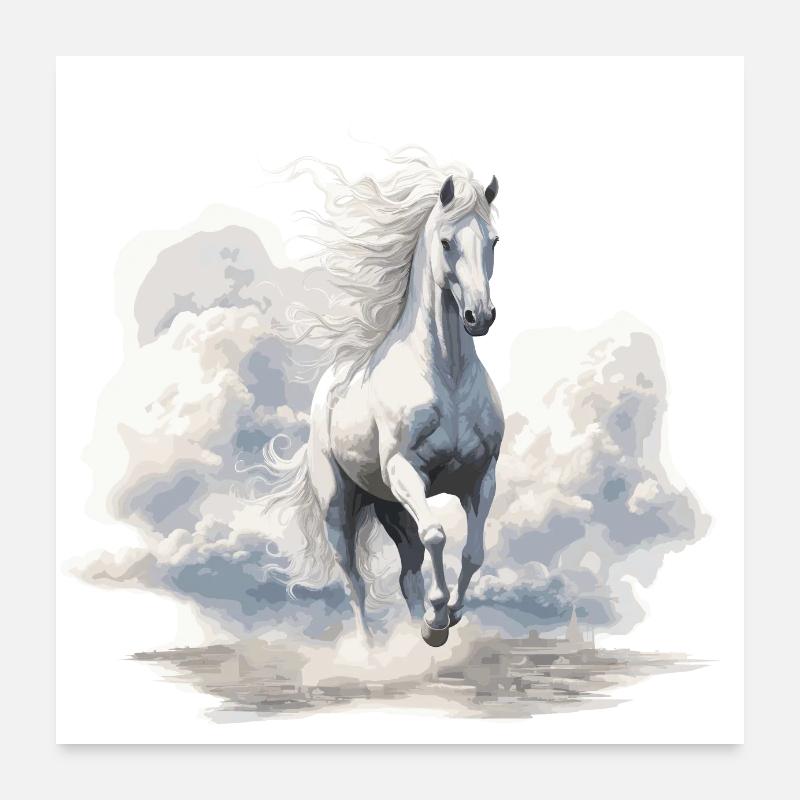 white horse in all its glory Poster 24" x 24" (60x60 cm)