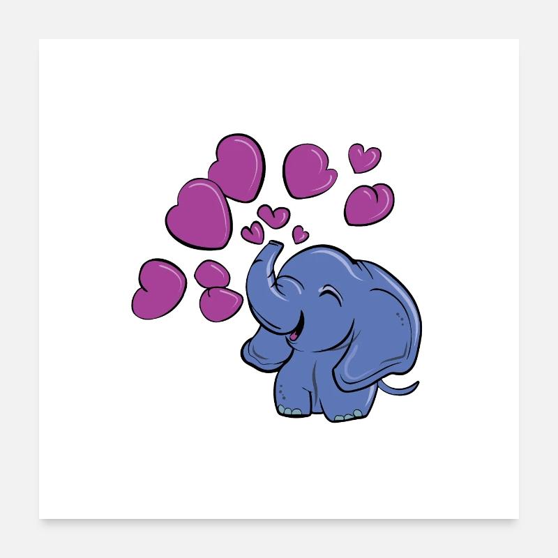 Loving Elephant Poster 24" x 24" (60x60 cm)