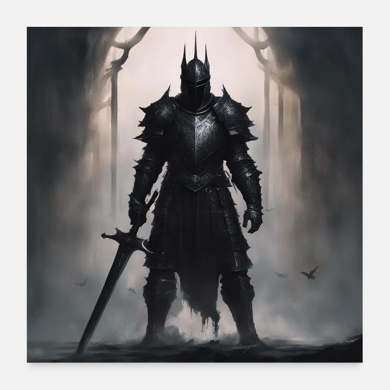 Black Knight - Poster 60x60 cm - Weiß