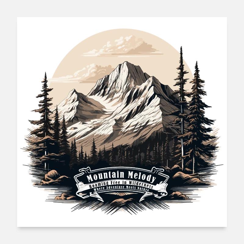 L’harmonie de la nature : mélodie de montagne Poster 60 x 60 cm