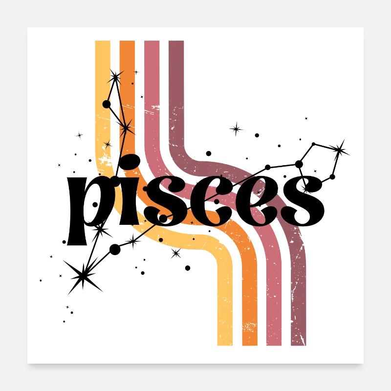 Pisces retro horoscope Poster 24" x 24" (60x60 cm)