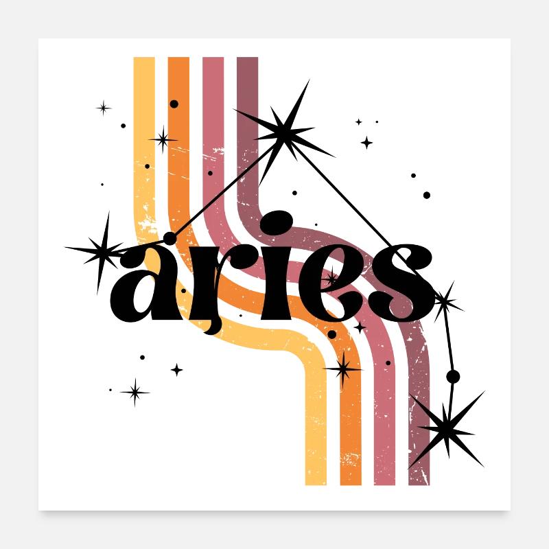Aries horoscope rétro Poster 60 x 60 cm