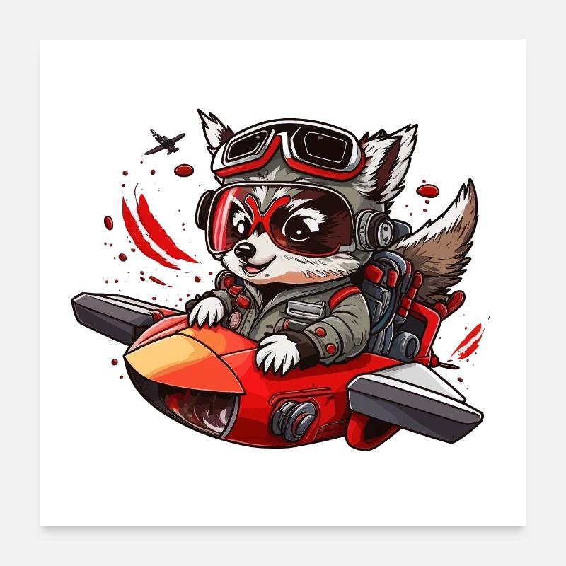 Racoon Flyer Poster 24" x 24" (60x60 cm)