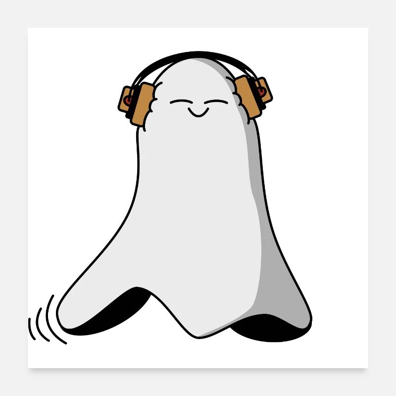 Musikhörender Geist Poster 60x60 cm