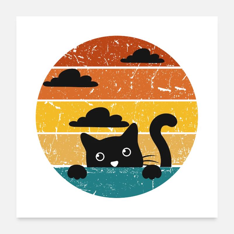 Chat rétro drôle Poster 60 x 60 cm