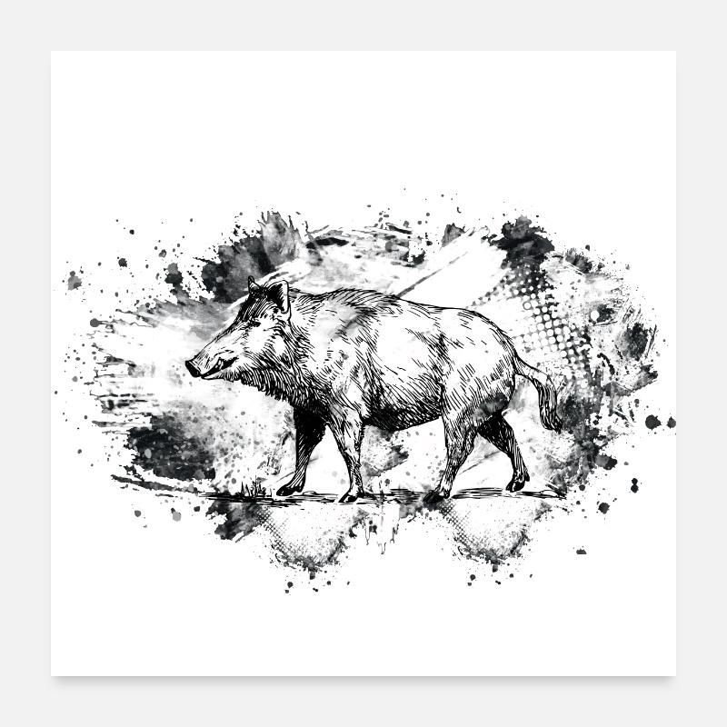 Wildschweinjäger Wildschweinjäger Poster 60x60 cm