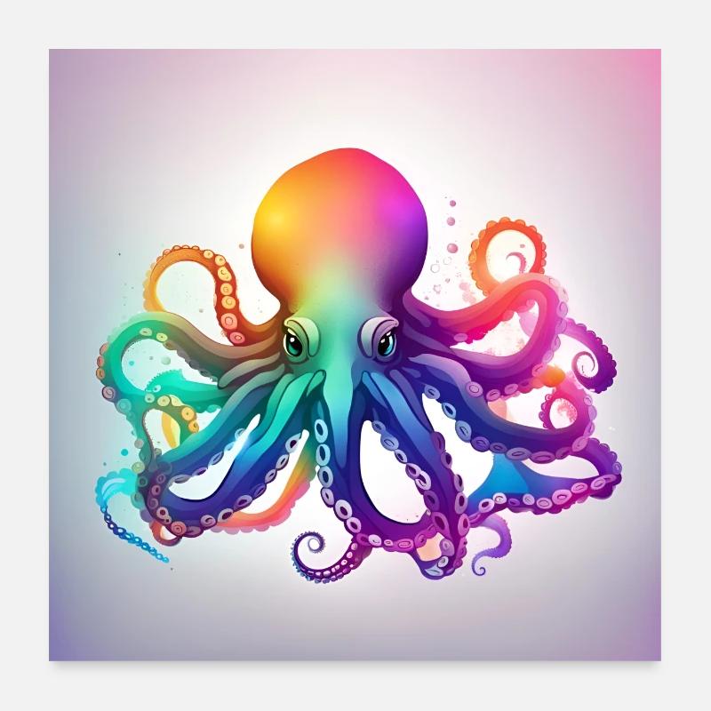 Octopus colored Nr.3 Poster 60x60 cm
