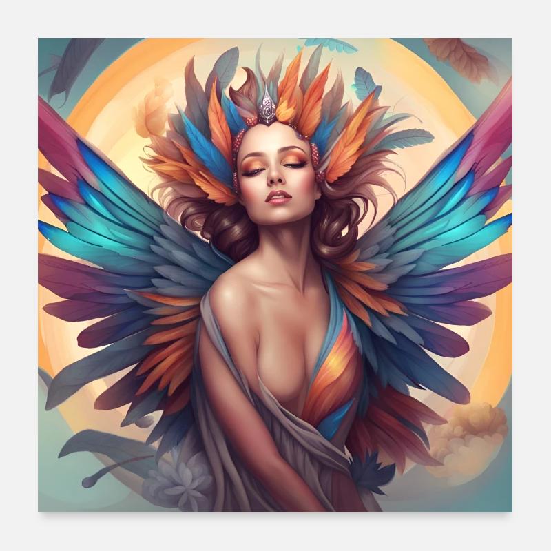 Elfe arc-en-ciel7 Poster 60 x 60 cm