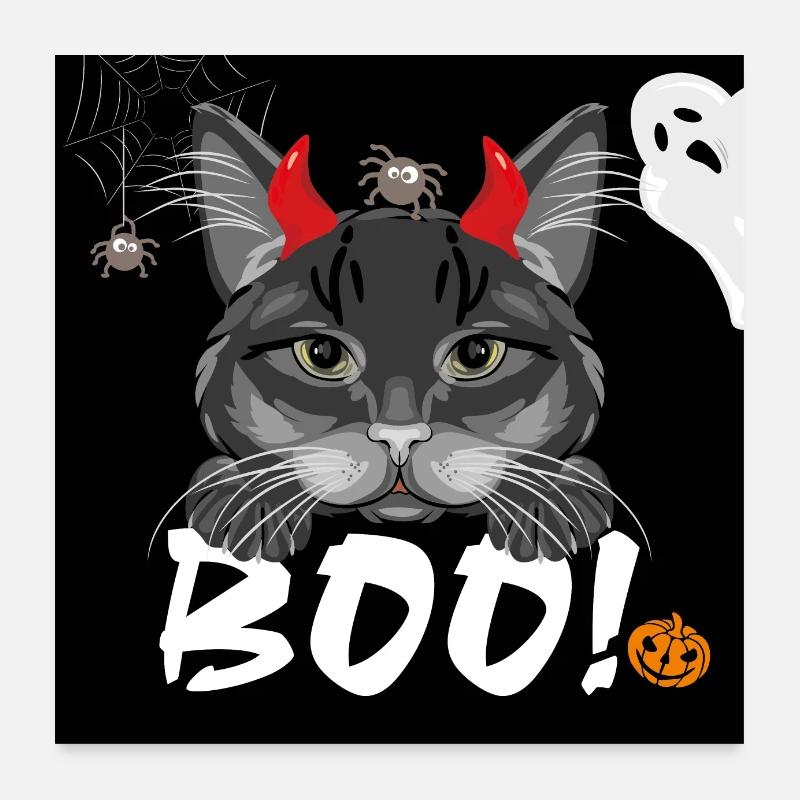 Festive design with a black cat for Halloween Poster 24" x 24" (60x60 cm)