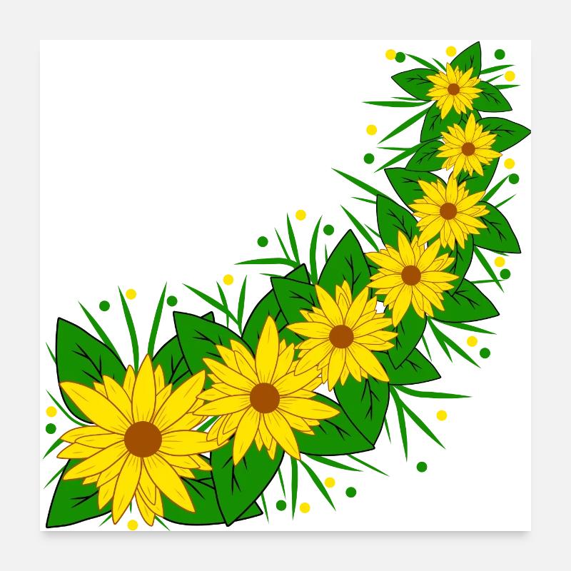 Sonnenblumen Blumenranke gelb Sonnenblumenmuster Poster 60x60 cm
