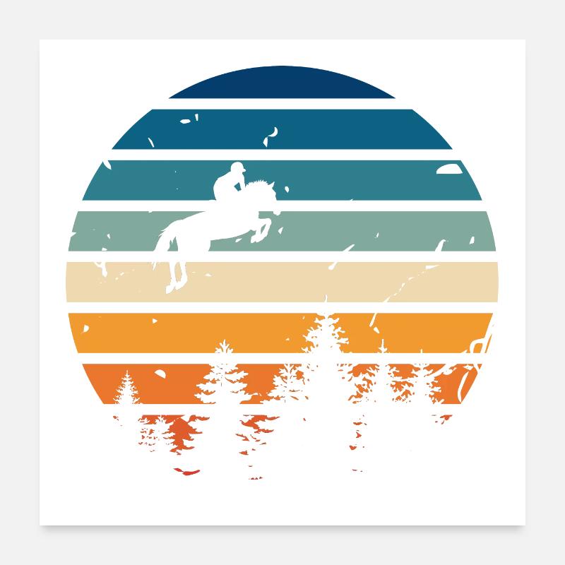 Équitation rétro Poster 60 x 60 cm