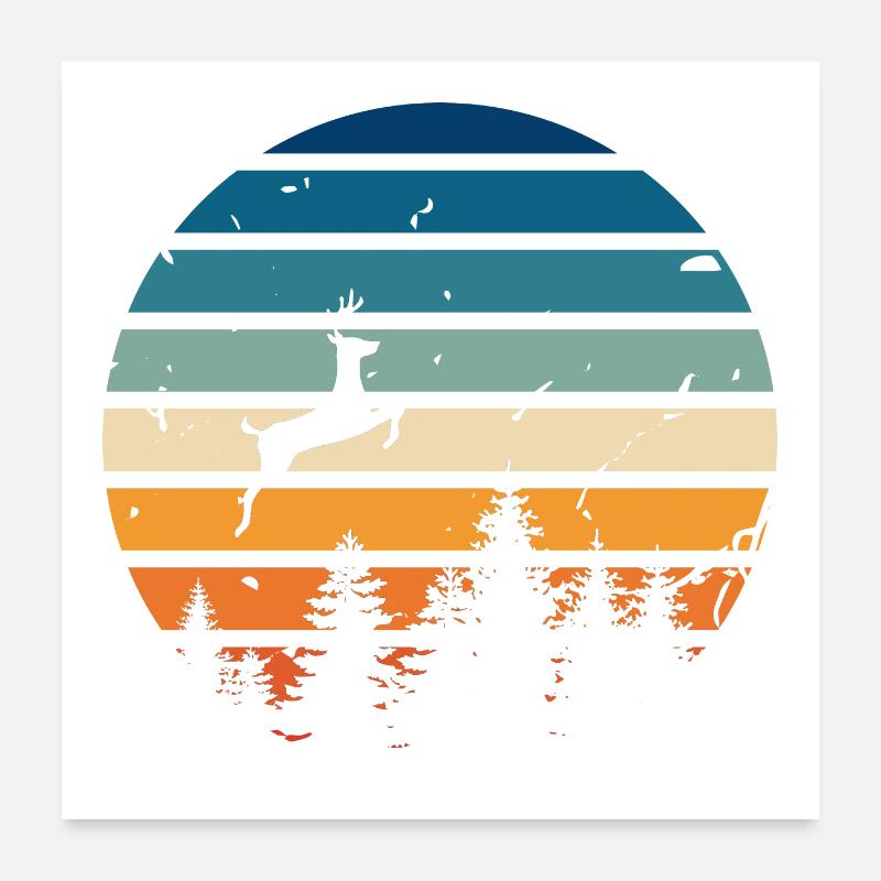 Cerf rétro Poster 60 x 60 cm
