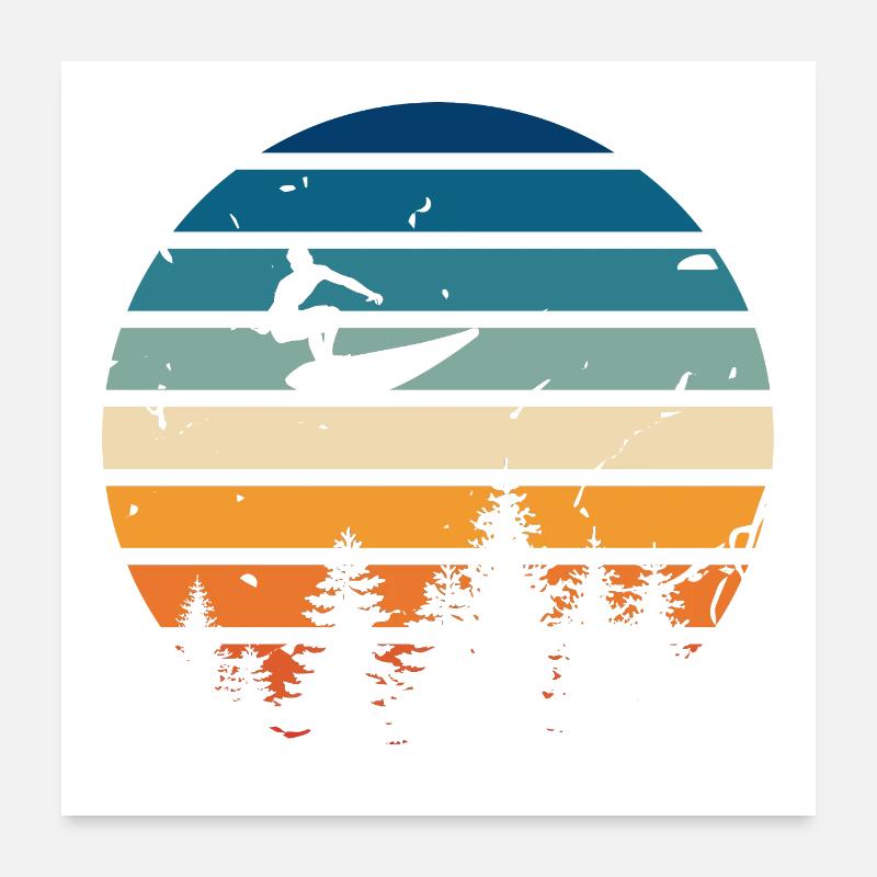 Surfen im Retro-Stil Poster 60x60 cm