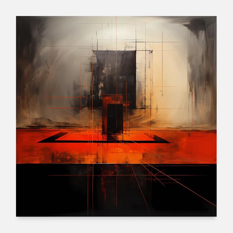 Abstract geometric collection - Poster 60x60 cm - Weiß