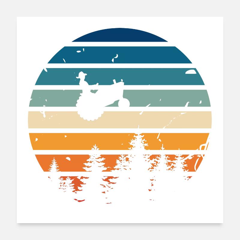 Retro tractor Poster 24" x 24" (60x60 cm)
