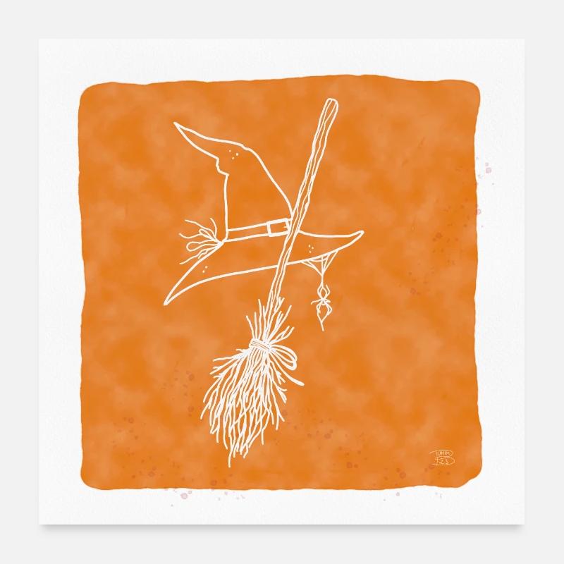 « Witch », Boho Line Art Design, série « Halloween » Poster 60 x 60 cm