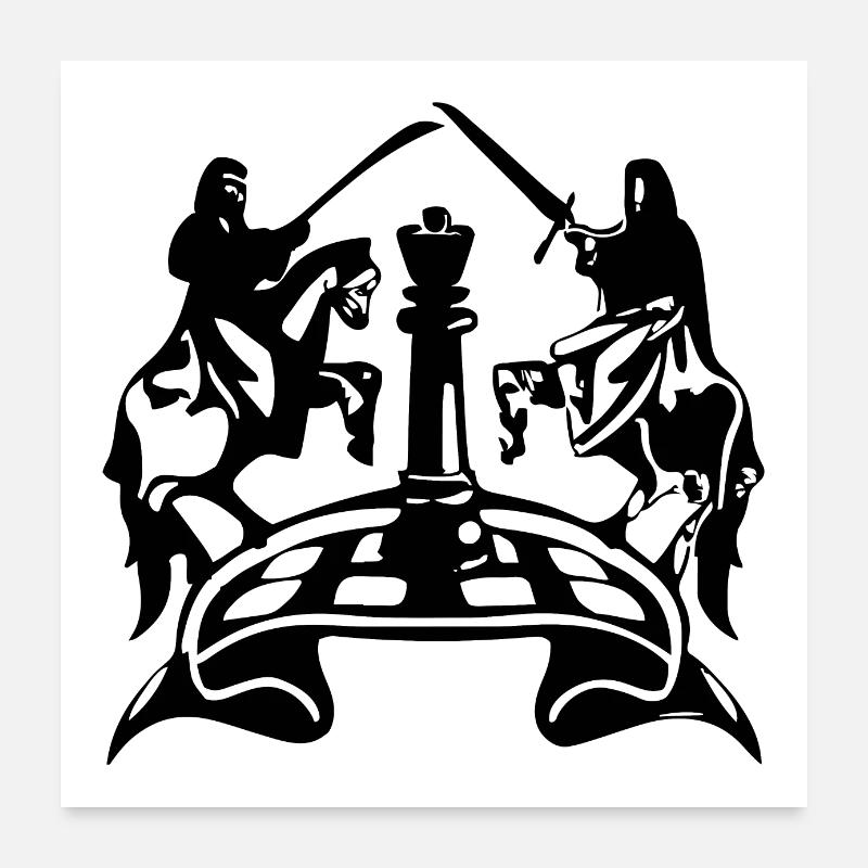 Schachkampf Poster 60x60 cm