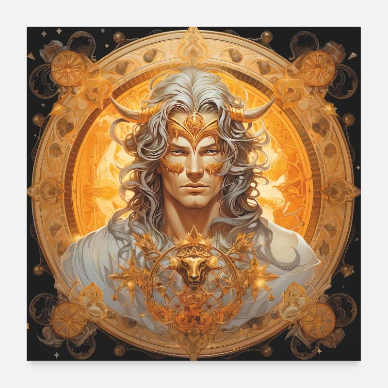 Porträt des Steinbock-Mann-Astrologie-Posters Poster 60x60 cm