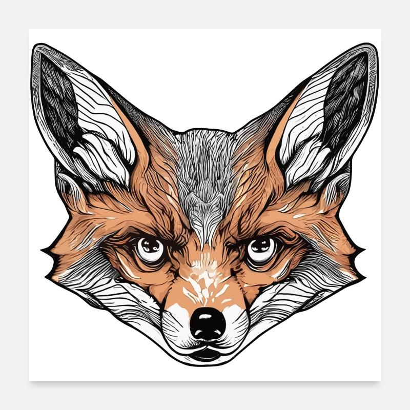 Fox with Deep Look Poster 24" x 24" (60x60 cm)