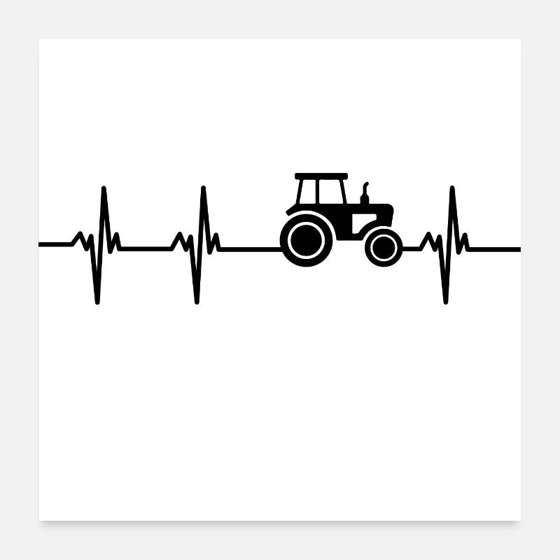 Traktor-Herzschlag Poster 60x60 cm