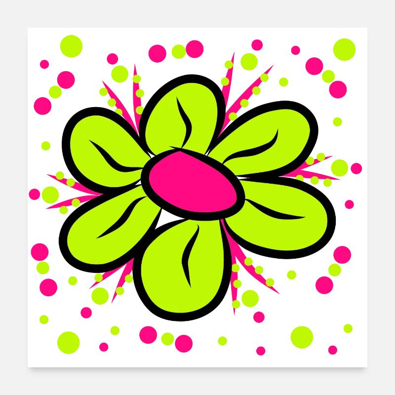 colorful floral pattern daisies blossom flower tendril Poster 24" x 24" (60x60 cm)