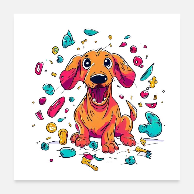 Verspielter Dackelwelpen-Unfug Poster 60x60 cm