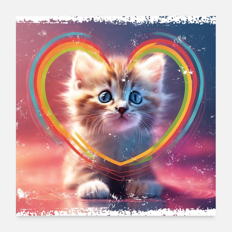 Herzliche Katze Poster 60x60 cm