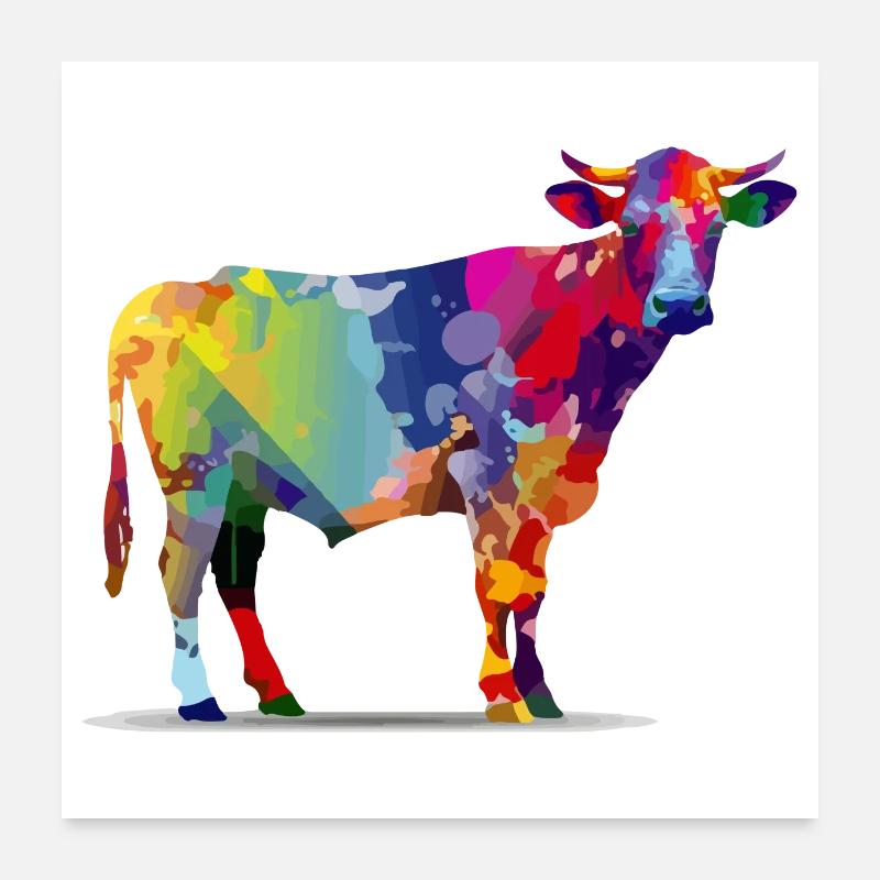 Aka la vache multicolore Poster 60 x 60 cm