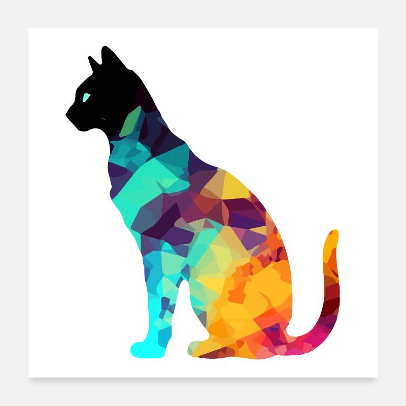 Aki le chat multicolore Poster 60 x 60 cm