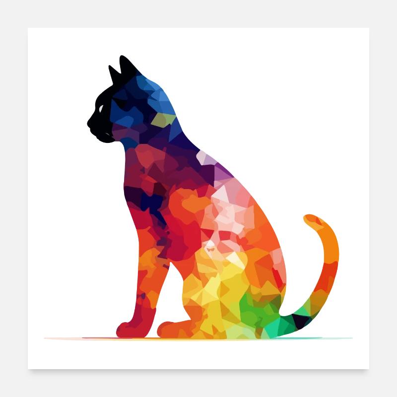 Ako die bunte Katze Poster 60x60 cm