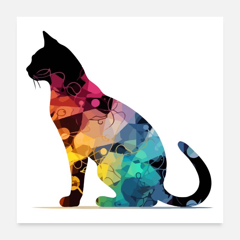 Bako le chat multicolore Poster 60 x 60 cm