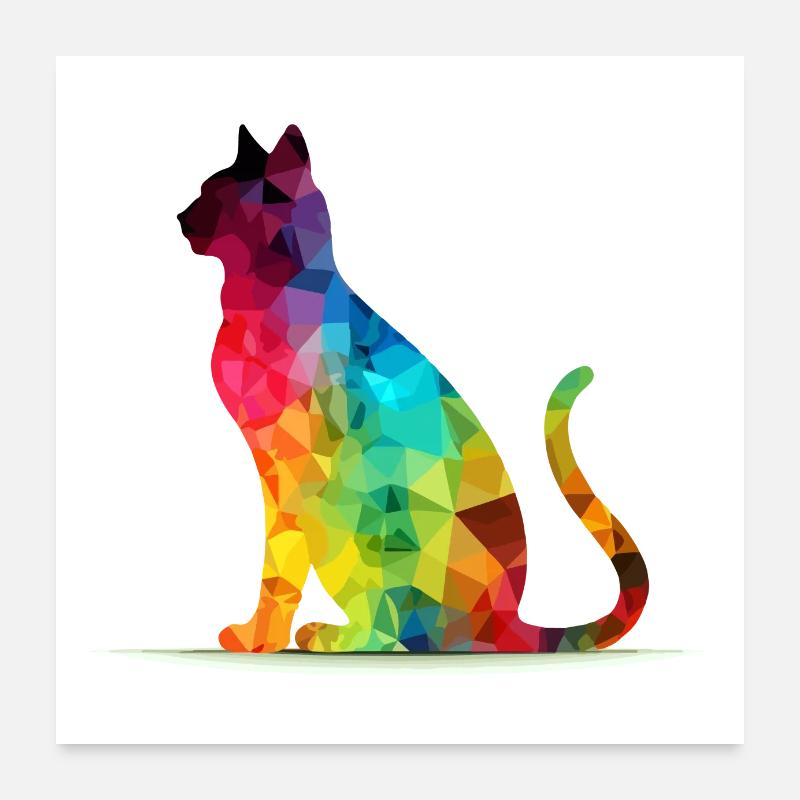 Pacho le chat multicolore Poster 60 x 60 cm